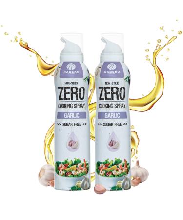 Rabeko Zero cooking spray low in calories |Garlic |800 portions 2 kcal per spray |Pan spray for roasting grilling & baking |Without additives without sugar | gluten and lactose -free 2 x 200ml cooking spray garlic 2 packs