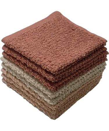 Petal Cliff Set of 8 Popcorn Weave Washcloths - Exfoliate Hands, Body, or Face - Extra Absorbent Ring Spun Cotton - 12 X 12 Size (Coral Sand Rose) - Buy Online on GoSupps.com
