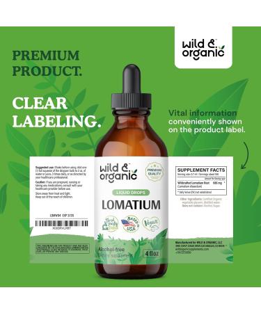 Wild & Organic Lomatium Root Tincture - Alcohol Free Vegan Supplement | Lomatium Dissectum Liquid Drops - 4 fl oz - Buy Online on GoSupps.com