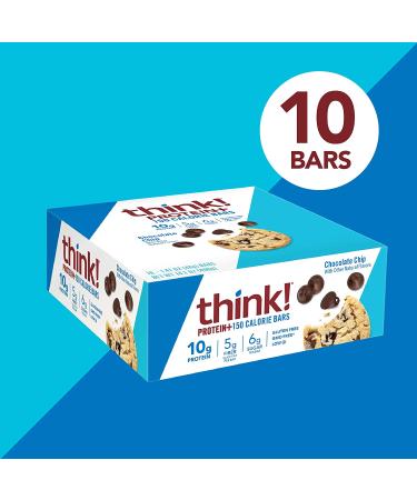 think! Chocolate Chip Protein Bars with Chicory Root for Digestive Support - Gluten Free, Whey Protein Isolate, 1.4 Oz Snack Bars (10 Count) - Buy Online on GoSupps.com
