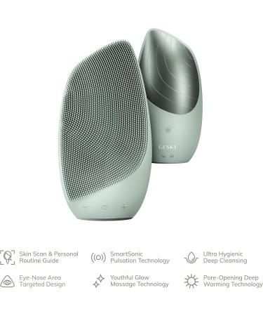 Geske SmartAppguided Sonic Thermo Facial Brush - 6-in-1 Skin Cleaning & Massage Device | Heat Function | Green Electrical Facial Cleaning Brush - Buy Online on GoSupps.com