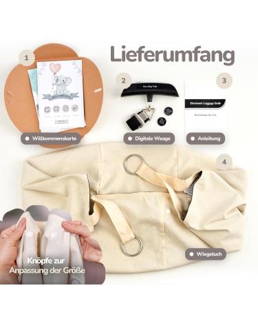 Buy 100% Linen & Cotton Baby Weighing Towel with Digital Scale - Ideal for Infants up to 13kg (Beige) | International Shipping Available - Buy Online on GoSupps.com