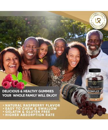 Mushroom Gummies 10 Supplement Blend 2500mg | Turkey Tail Chaga Reishi Cordyceps Lions Mane Extracts | Nootropic Brain Booster for Focus Memory Clarity Energy | 60ct - Buy Online on GoSupps.com