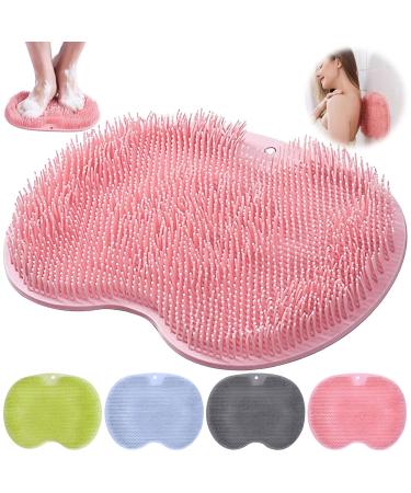 Mecctuck foot Massage device back scrubber for shower non -slip silicone massage pad massage device for feet back scratch foot washing mat for shower back brush with suction cup for soothing red