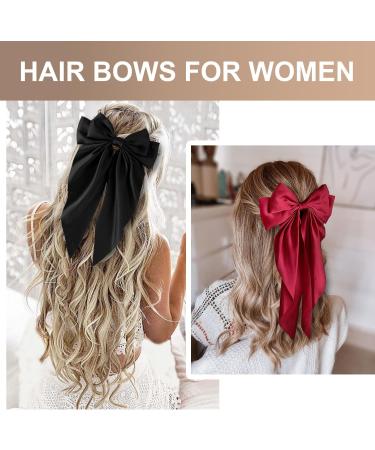 4 Pcs Satin Hair Bows Clips for Women Big Silky Satin Bowknot Hair Clip Large Bow Long Tail Hair Bow Ribbons Hair Barrettes for Girls Gifts Hair Accessories for Party - Buy Online on GoSupps.com