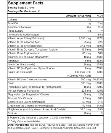 ProCare Health | Bariatric Multivitamin | Soft Chew | 22.5mg Iron | Individually Wrapped | Multi-Flavor | Cran-Grape Mango-Orange Cherry-Lime | 60 Count | 1 Month Supply - Buy Online on GoSupps.com