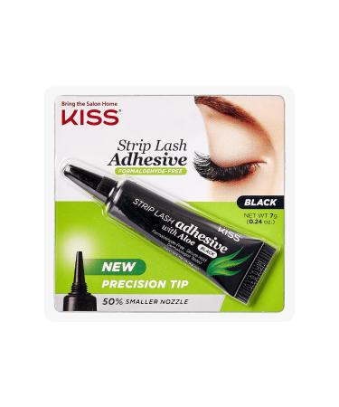 KISS Black Strip Lash Adhesive with Aloe, Dermatologist Tested, Formaldehyde Free, Non-Irritant, Contact Lens Friendly, Secure Hold, Contains Latex, with Control Nozzle Tip, 0.24 Ounce - Buy Online on GoSupps.com