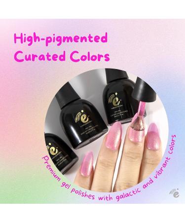 Summer Trendy Gel Polish Set - 6 pcs Glitter Nails in Rose Pink, Lavender Purple, Mint Green, Peach, Almond, Golden Shimmer - DIY Gel Nail Set Gift for Her - Buy Online on GoSupps.com