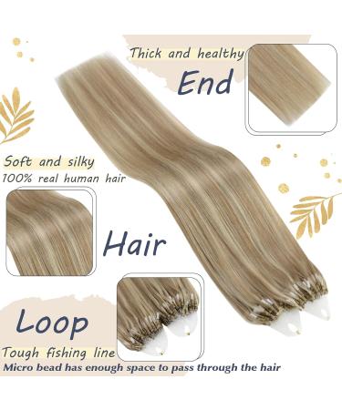 UGEAT Microring Hair Extensions | Real Hair | Blond & Strawberry Highlight | 50g 55cm | 50 Strands | #16/22 - Buy Online on GoSupps.com