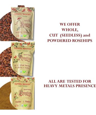 Foothills Naturals Rosehips Organic Cut Seedless - 1 Pound (454 Grams) for Tea Tonic Gourmet Cooking - Buy Online on GoSupps.com
