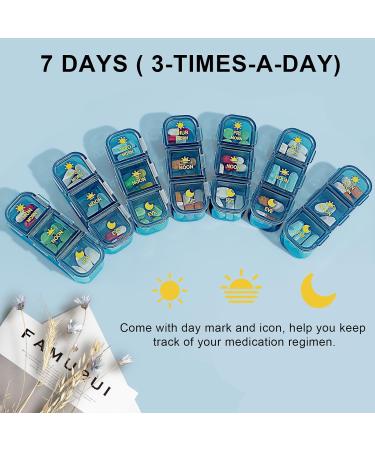 Weekly Pill Organizer - 3 Times a Day 7 Day Travel Medicine Box | Moisture Resistant & Secure Closure for Pills Vitamins Supplements (Blue - Buy Online on GoSupps.com