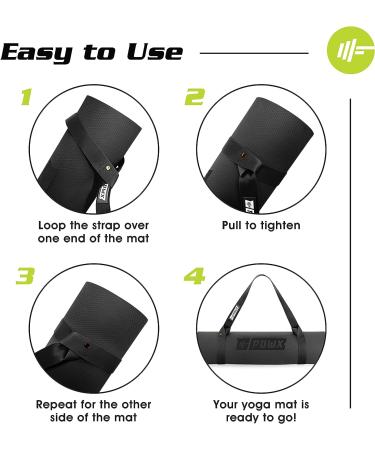 PowX Yoga Mat Strap 1.5x63'' Black - Carry Your Mat Anywhere & Use as Stretching Strap - Buy Online on GoSupps.com
