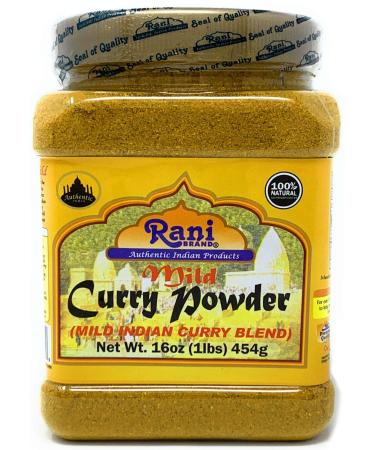 Rani Curry Powder Mild (10-Spice Authentic Indian Blend) 16oz (1lb) 454g PET Jar  All Natural | Salt-Free | NO Chili or Peppers | Vegan | No Colors | Gluten Friendly | NON-GMO | Indian Origin PET JAR 1 Pound (Pack of 1)
