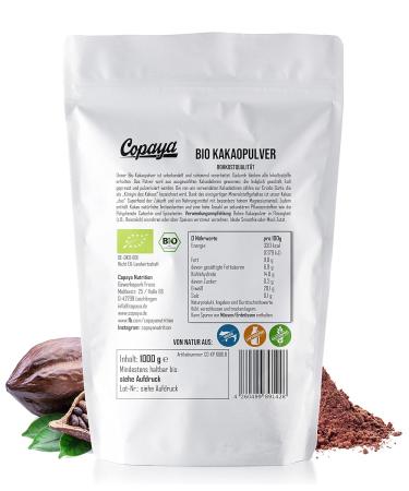Buy Organic Copaya Cocoa Powder 3kg - Raw Unsweetened High-Quality Beans 11% Fat - Pure Cocoa Flavor - Buy Online on GoSupps.com