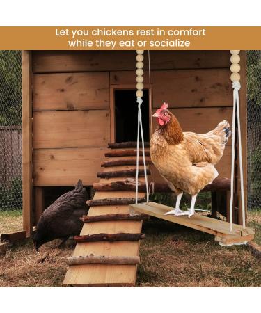 Adjustable Chicken Swing Toy for Coop with Roost - Large Ladder Bar Accessories | Includes Ropes & Metal Hook | 15.5in x 2.75in - Buy Online on GoSupps.com