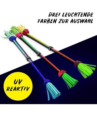 Diabolo Leisure Sport Flowerstick Pro (Blue-Turquoise) - Fiberglass with 2 Handplains UV Reactive Hand-Painted - Ideal for Professionals & Festivals - Buy Online on GoSupps.com