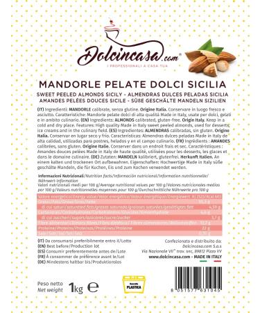Sicilian shelled almonds selected for healthy snacking sweets pastries ice cream toppings milk cakes home or professional use 1kg pack - Buy Online on GoSupps.com