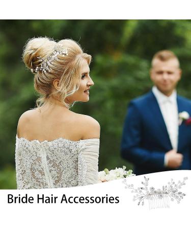 PAGOW 5.9 Inch Silver Crystal Rhinestone Hair Side Combs - Bridal Pearl Hair Comb Vintage Wedding Head Piece - 24 Faux Pearl Hair Barrette Accessories for Women, Girl, Bride, Bridesmaid - Buy Online on GoSupps.com