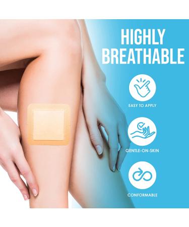 JJ CARE Silicone Foam Dressing [Pack of 20] - 4x4 Silicone Adhesive Wound Dressing - Showerproof & Absorbent - Buy Online on GoSupps.com