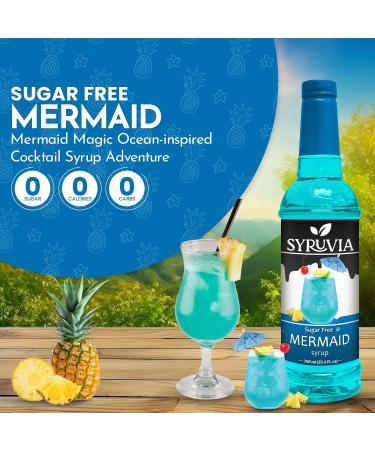 Syruvia Mermaid Sugar-Free Syrup - 0 Calorie - Premium Flavoring Syrup for Tea Italian Sodas Beverages Desserts Ice Cream Cocktails & Mocktails - Kosher Gluten Free - 25.4 fl oz. Sugar-Free Mermaid - Buy Online on GoSupps.com