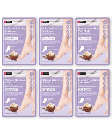 Innerest Original Derma Beauty Foot Mask 6 Pairs Moisture-Boosting Shea Butter Foot Masks Body Exfoliator Moisturizing Foot Mask Callus Remover Foot Bath Pedicure Supplies for Beauty & Personal Care Moisture-Boosting - Shea Butter