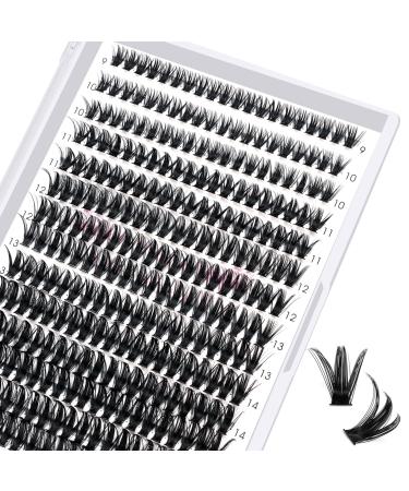 280 Pcs Individual Lashes 50D-D-9-16mix Lash Clusters Wispy Lashes Cluster Lashes That Look Like Eyelash Extensions DIY Lashes At Home (50D-D-9-16mix) 9-15 mix 50D-D-0.07-Large