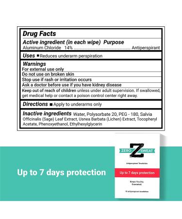 ZeroSweat Antiperspirant Wipes - Clinical Strength Hyperhidrosis Treatment - 10 Wipes - Buy Online on GoSupps.com