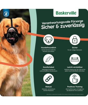 Baskerville Anti-Poison Bait Muzzle for Large Dogs - Size 9 | Pant & Drink Comfort Bite Protection Padded Nose Strap - Buy Online on GoSupps.com