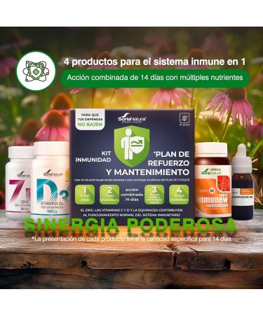 Soria Natural ImmunoForte Kit vitamin C + vitamin D + zinc + echinacea + propolis strengthens the immune system supports recovery set of 35 tablets and natural extracts 42 ml - Buy Online on GoSupps.com