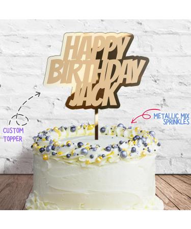 Cakeshop Cake Decoration Pack | Happy Birthday Premium 3mm Mirror Acrylic Plastic Cake Topper Sign & 25g Party Pack of Cake Sugar Sprinkles | Custom Name Cake Decorations (Gold) Non-Prime Mirror Acrylic: Gold - Buy Online on GoSupps.com