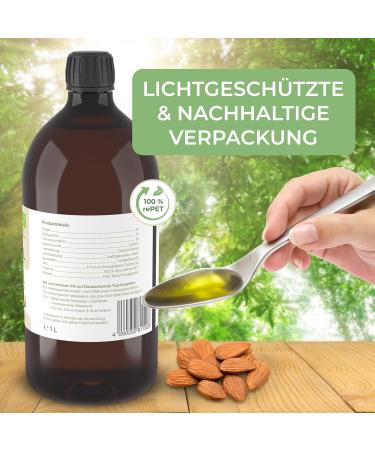 Organic Cold Pressed Almond Oil - 1L Spray for Massage Baby Care & Skin/Hair Care | Expert Quality - Buy Online on GoSupps.com