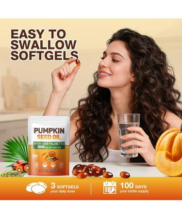 SUOOCH Pumpkin Seed Oil Capsules - Cold Pressed Pure Virgin Oil Essential Fatty Acids and Plant Sterols | 300 Capsules | Supports Hair Urinary Bladder and Prostate Health | Non-GMO - Buy Online on GoSupps.com