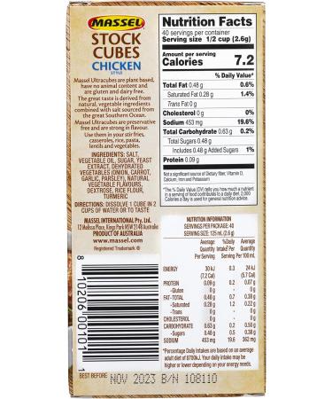 Massel Stock Cubes - Gluten-Free Chicken Style Broth -Â  105g Pack of 1 Soup Stock Chicken Style 105 g (Pack of 1) - Buy Online on GoSupps.com