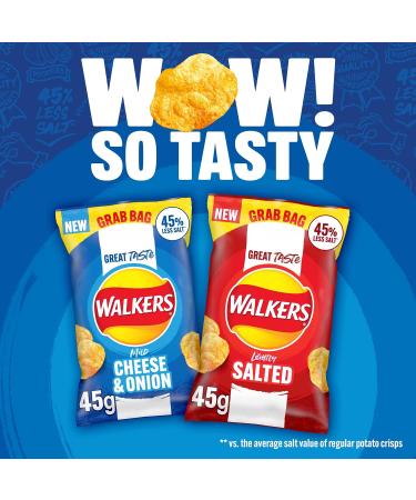 Walkers Less Salt Lightly Salted 45g - Reduced Sodium Chips | 1 Pack - Buy Online on GoSupps.com