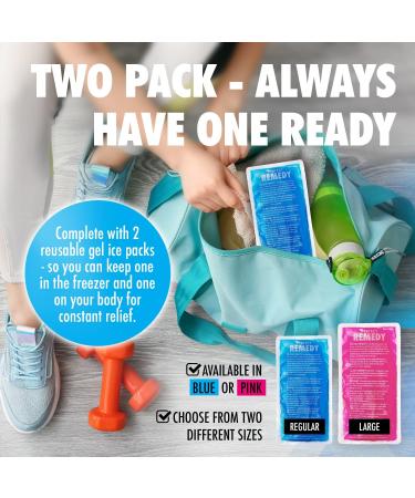 Large Reusable Gel Ice Packs (2 Pack) for Hot and Cold Therapy - Knee, Shoulder, Back, Wrist - Pain Relief and Rehabilitation - 6x12 Inch - Blue - Buy Online on GoSupps.com