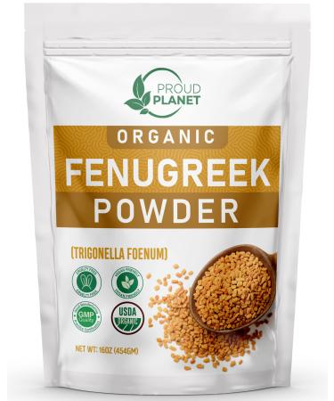 Organic Fenugreek Powder 16oz (454g) For Health Skin & Hair Methi Seeds Powder | Non GMO & Gluten Free | USDA Certified by Proud Planet 1 Pound (Pack of 1)