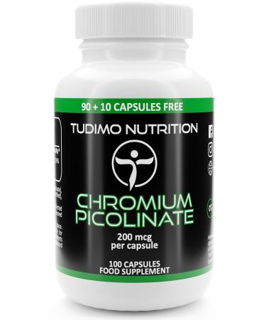 Chromium Picolinate 200mcg Capsules - 100 pcs (3+ Month Supply) of Rapidly Disintegrating Capsules Each with 200 mcg of Premium Quality Chromium Powder - Buy Online on GoSupps.com