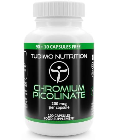 Chromium Picolinate 200mcg Capsules - 100 pcs (3+ Month Supply) of Rapidly Disintegrating Capsules Each with 200 mcg of Premium Quality Chromium Powder