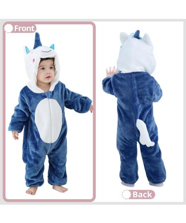 COOKY.D Unisex Winter Animal Hooded Baby Romper - Blue (12-18 Months) - Buy Online on GoSupps.com