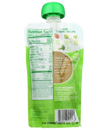 Happy Family Organics Happytot Superfoods Stage 4 - Organic Apples, Spinach, Peas & Broccoli + Super Chia (4.22 oz) - Buy Online on GoSupps.com