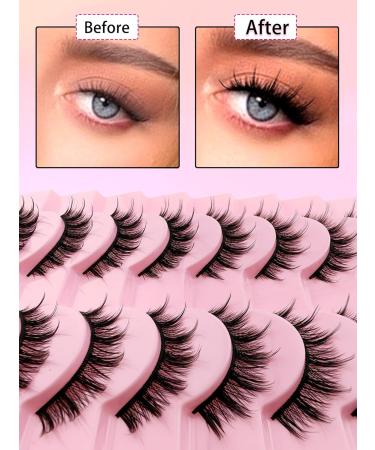 10 Pairs Manga Lashes | Natural Spiky Doll False Eyelashes | Cat-Eye Faux Mink Anime Lashes | 12mm Wispy Cosplay Lashes - Buy Online on GoSupps.com