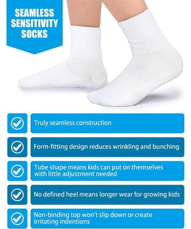 30 Pair Seamless Cotton Crew Socks for Kids | Soft, Sensory-Friendly Design for Boys and Girls - Buy Online on GoSupps.com