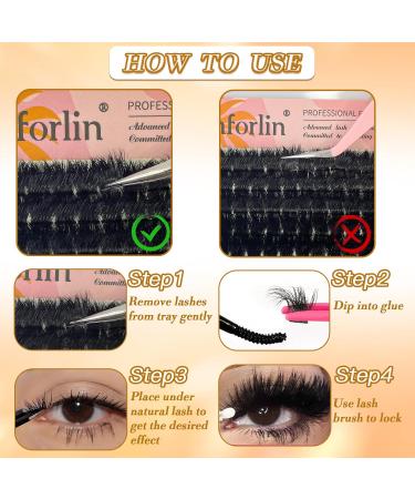 Fluffy 200D Lash Clusters - 224 Pcs 10-20mm D Curl Volume Eyelash Extensions | DIY Natural False Eyelashes at Home by Anforlin - Buy Online on GoSupps.com