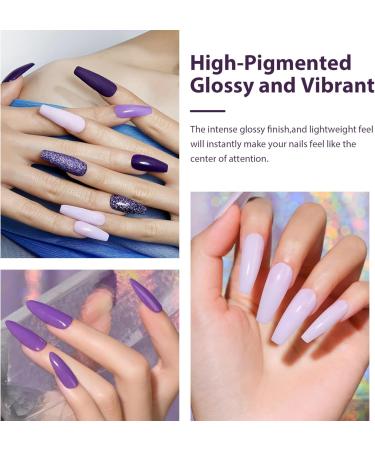 Kit de poudre de trempage pour ongles 4 couleurs sans danger pour la peau comprend une base activatrice/couche finition un pinceau un b ton tampon violet bleu longue dur e pour d butant b - Buy Online on GoSupps.com