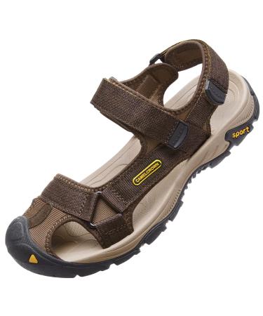 CAMEL CROWN Men's Waterproof Hiking Sandals Closed Toe Water Shoes Athletic Sport Sandals for Summer Outdoor Beach Wading Boat 8.5 Brown