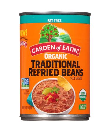 Garden of Eatin' Organic Fat-Free Traditional Refried Beans, 16 oz (Pack of 12) 1 Pound (Pack of 12) Fat Free Traditional