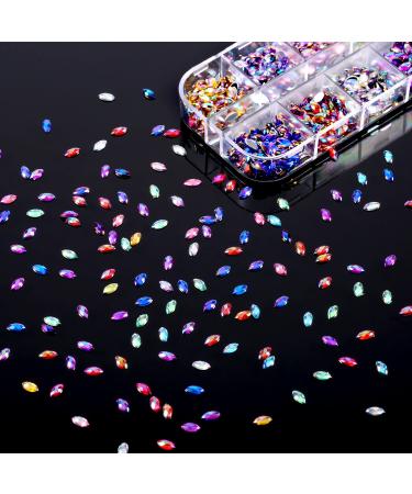 1200 Pieces 12 Colors Shiny Horse Eye Nail Rhinestones & Gems with Storage Box - Buy Online on GoSupps.com