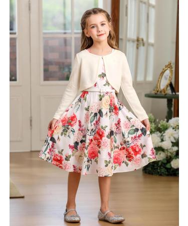 BONNY BILLY Girls Knitted Cotton Bolero Shrug | Kids Cardigan 10-11 Years Off-white - Buy Online on GoSupps.com