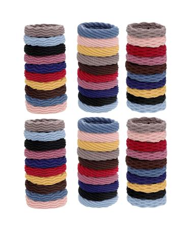 Wetopkim 60 Pcs Hair Ties  Non-Slip and Seamless Hair Bands for Thick Heavy and Curly Hair  Lightweight Highly Elastic and Stretchable