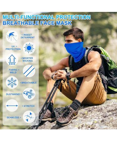 4 Pack Neck Gaiter Face Mask Balaclava Bandana Headband Set for Men Women - Blue/Black/Gray/Dark Blue - Buy Online on GoSupps.com